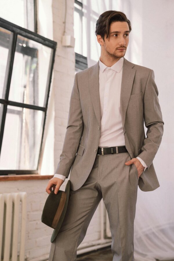 Linen Look Expanding Waist Trousers - Image 2